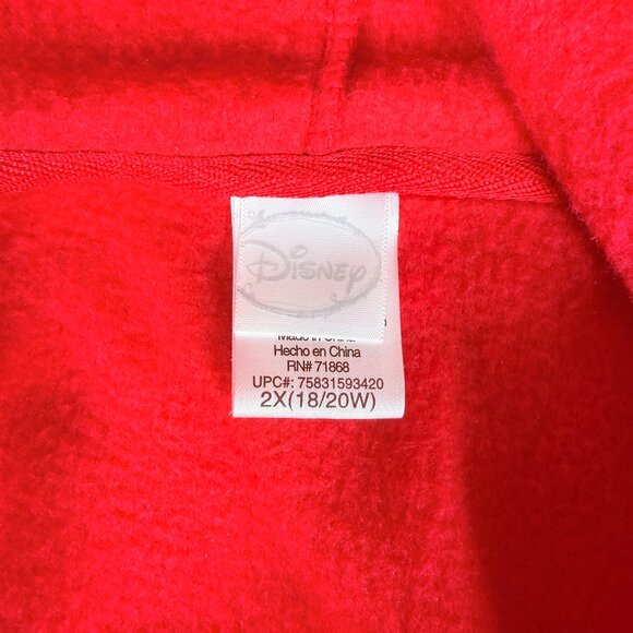 Disney Mickey Mouse Fleece Jacket Adult Woman 2X Red Hooded Full Zip Pockets - Picture 4 of 9